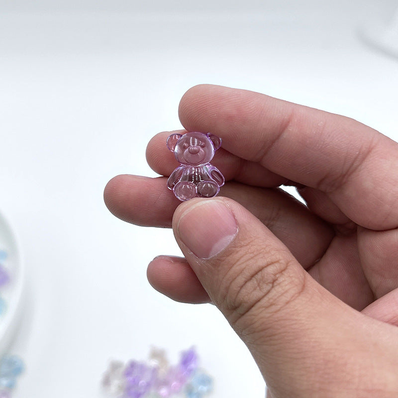 Transparent Bear Bunny Acrylic Beads 18-24mm Candy Colors 10pcs 3
