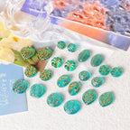 Vintage Transparent Green Gilded Pattern Acrylic Beads 1pc