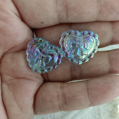 Transparent UV Plating Bow Heart Acrylic Beads 22mm 100pcs 4
