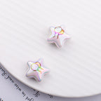 UV Plating Star Acrylic Beads 20mm White Printed 50pcs 4