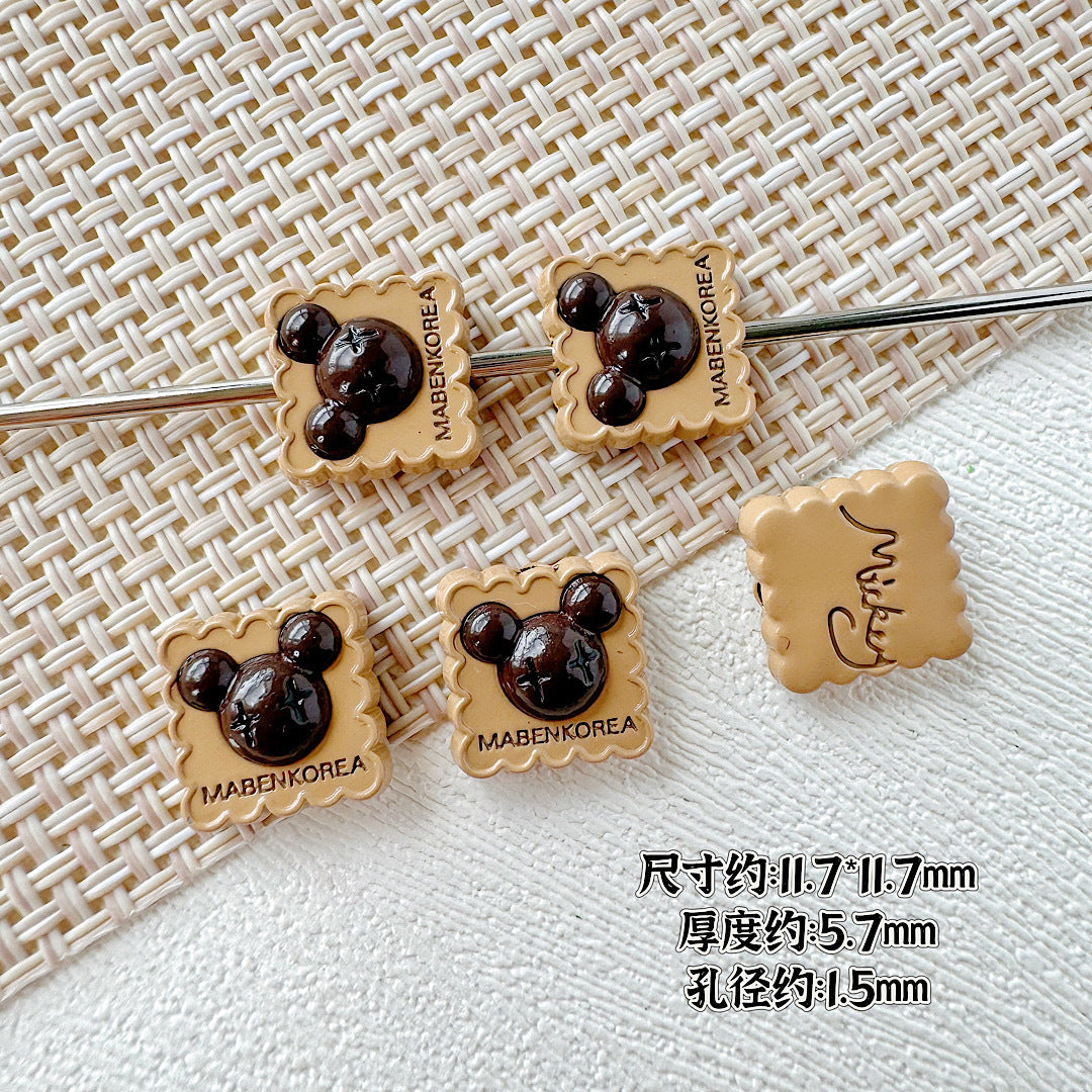 Strawberry and Mouse Metal Beads 13mm Pastel Painted Cookie Design 10pcs 23