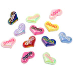 UV Plating Heart Acrylic Beads 14x23mm GOGO Printed Glossy 50pcs 5