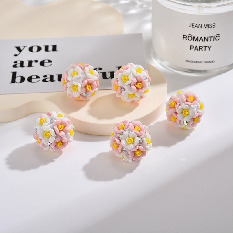 Flower Clay Beads 19mm Multicolor Handmade Polymer 20pcs 8