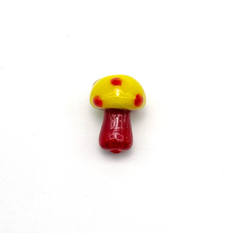 Hand Painted Mushroom Glass Beads 18mm Colorful Dotted Enamel 1pc 8