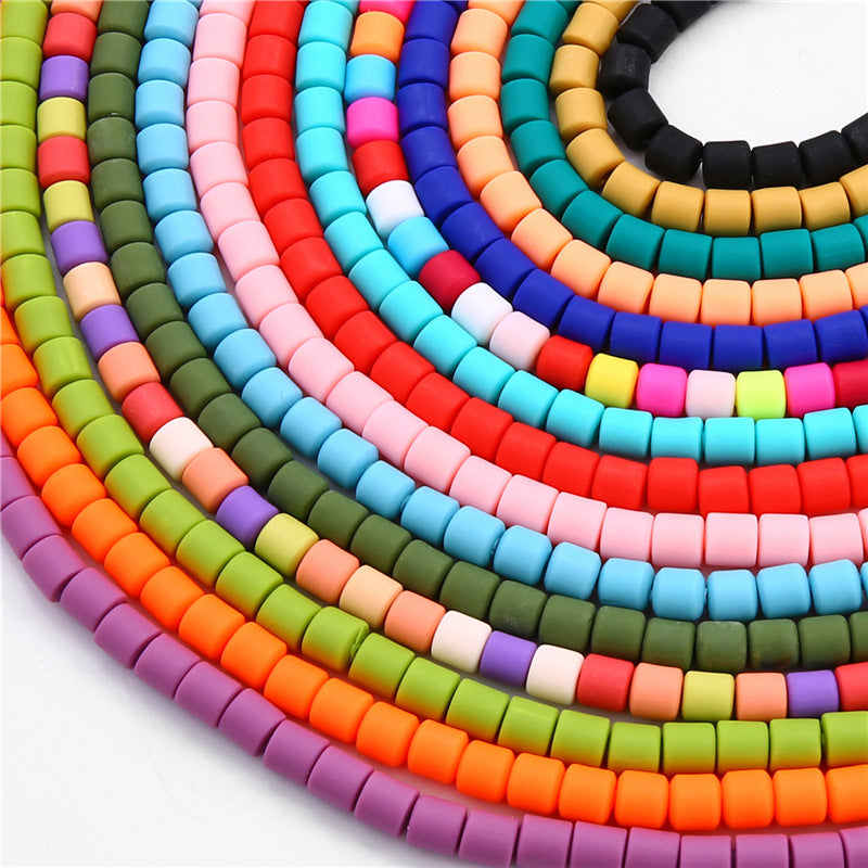 Cylindrical Clay Beads 6mm Colorful Polymer 62pcs 2