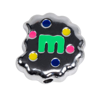 Hand Painted Bitten Cookie Acrylic Beads 22mm Enamel Glossy 10pcs 45
