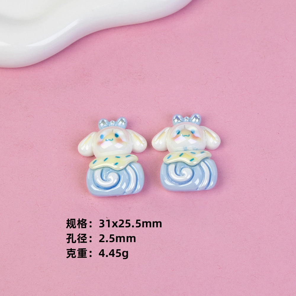 Sanrio Swiss Roll Series Resin Beads Playful Pastel Mixed 10pcs 11