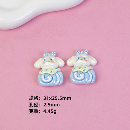 Sanrio Swiss Roll Series Resin Beads Playful Pastel Mixed 10pcs 11