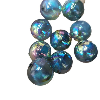 Glitter Bubblegum Beads 20mm Plating Shimmer Iridescent Pastel 50pcs 5