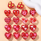 Hand Painted Heart Glass Beads 20mm Red Enamel 2pcs 2
