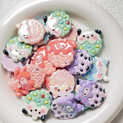 Sanri Cookies Series Resin Beads 26mm Pastel Glossy 5pcs 7