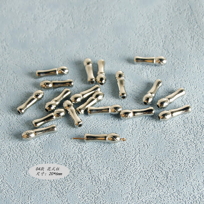 Plating Irregular Shaped Acrylic Beads Metal Colored Silver 100pcs 9