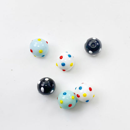 Lampwork Glass Beads Polka Dotted Round 8.2mm Colorful Glossy 10pcs 2