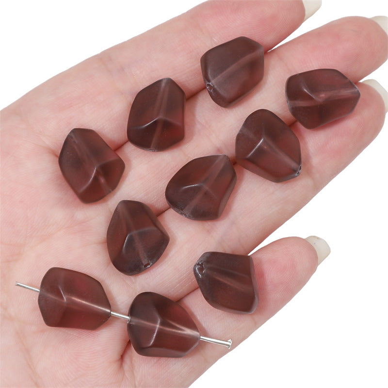 Frosted Flat Stone Glass Beads 12x15mm Matte Mixed Colors 20pcs 6