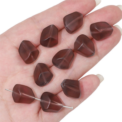 Frosted Flat Stone Glass Beads 12x15mm Matte Mixed Colors 20pcs 6