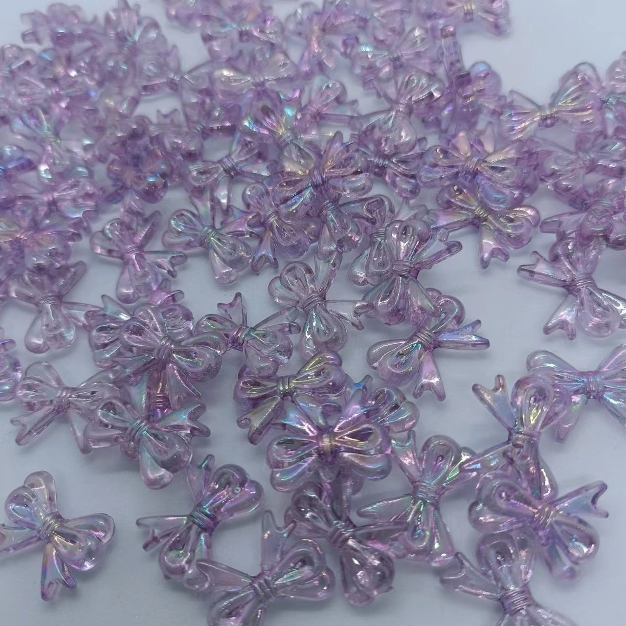 Colored Clear Bow Ribbon Acrylic Beads 18mm Translucent 100pcs 19