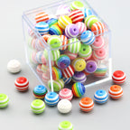 Rainbow Color Striped Resin Beads 12mm Round Glossy 60pcs 2