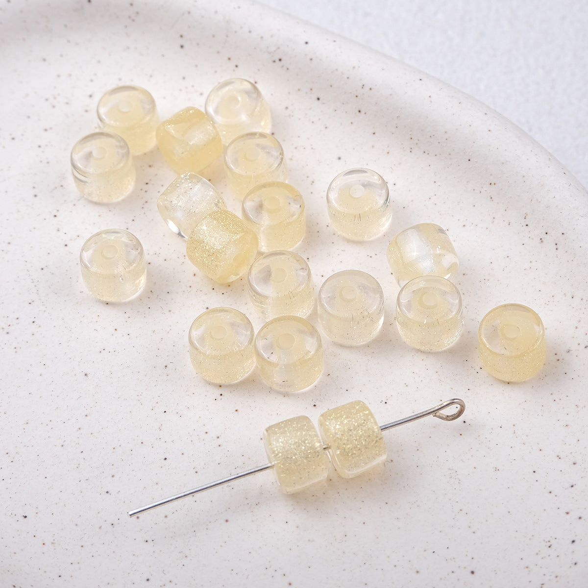 Clear Glitter Resin Barrel Beads 6 8mm Mixed Colors 50pcs 15