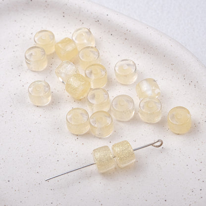 Clear Glitter Resin Barrel Beads 6 8mm Mixed Colors 50pcs 15