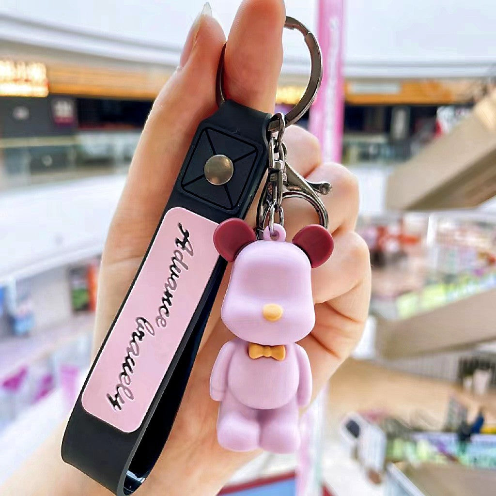 Silicone Bear Couple Keychain Nordic Style Soft Bow Tie Charm 11