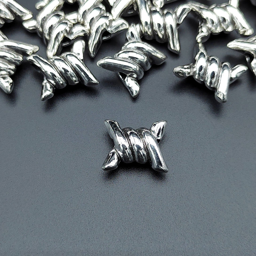 Imitation Hemp Rope Metal Beads 16mm Silver Tone Alloy 50pcs