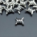 Imitation Hemp Rope Metal Beads 16mm Silver Tone Alloy 50pcs