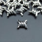 Imitation Hemp Rope Metal Beads 16mm Silver Tone Alloy 50pcs