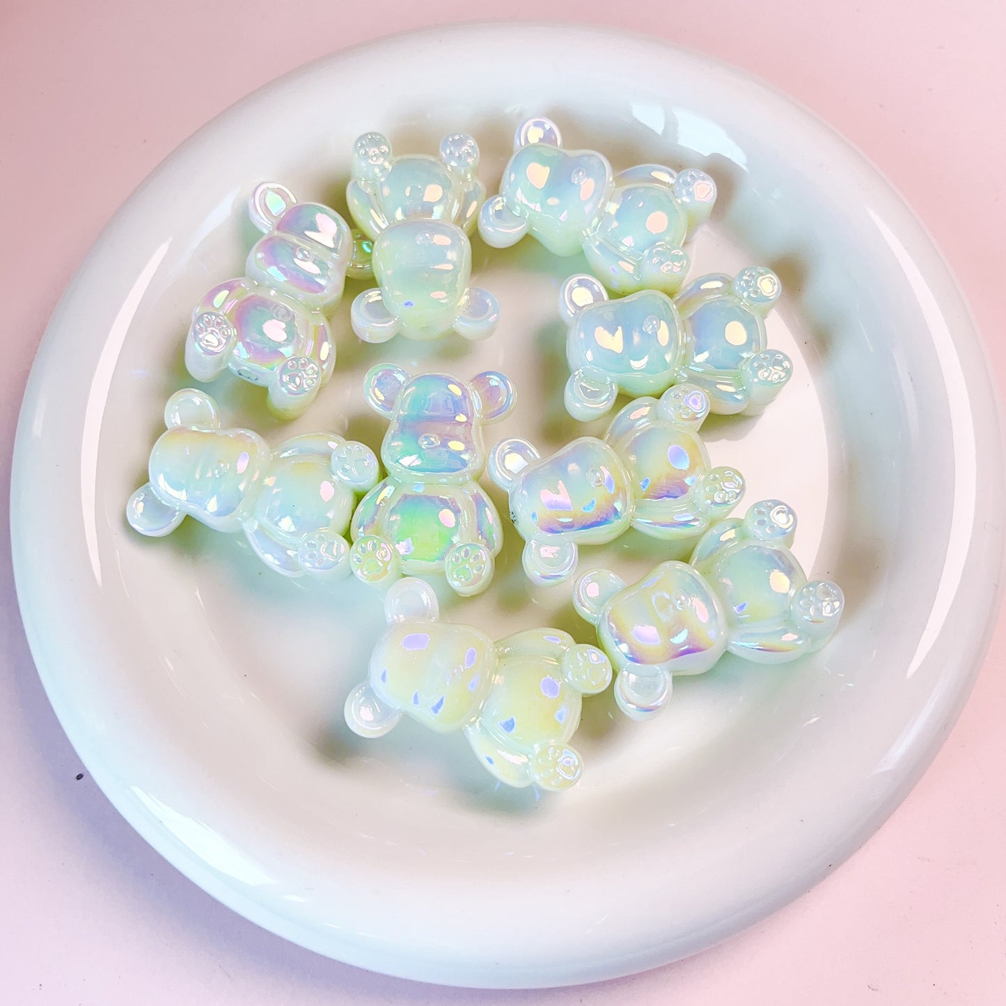 Glow In The Dark Plating Bear Acrylic Beads 24-34mm Two-Color 5pcs 8