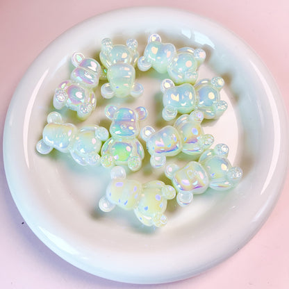 Glow In The Dark Plating Bear Acrylic Beads 24-34mm Two-Color 5pcs 8