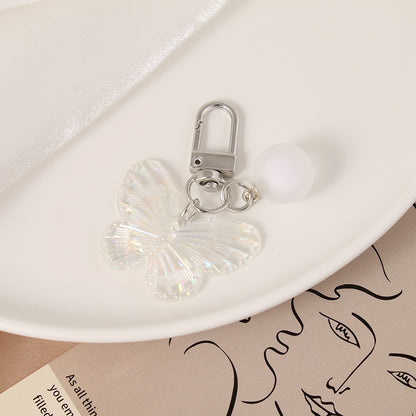 Acrylic Gradient Butterfly Keychain Translucent Wings with Frosted Bead 10