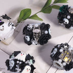 Halloween Barrel Clay Beads 26mm Skull Black Roses Pearl 5pcs 3