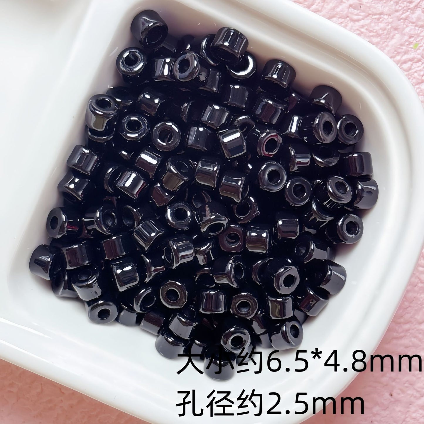 Solid Color Cylindrical Pony Beads Acrylic 6mm 50pcs 9