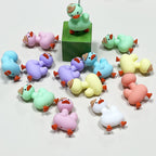 Silicone 3D Focal Beads Duck Macaroon Color Wearing Hat 20pcs 4