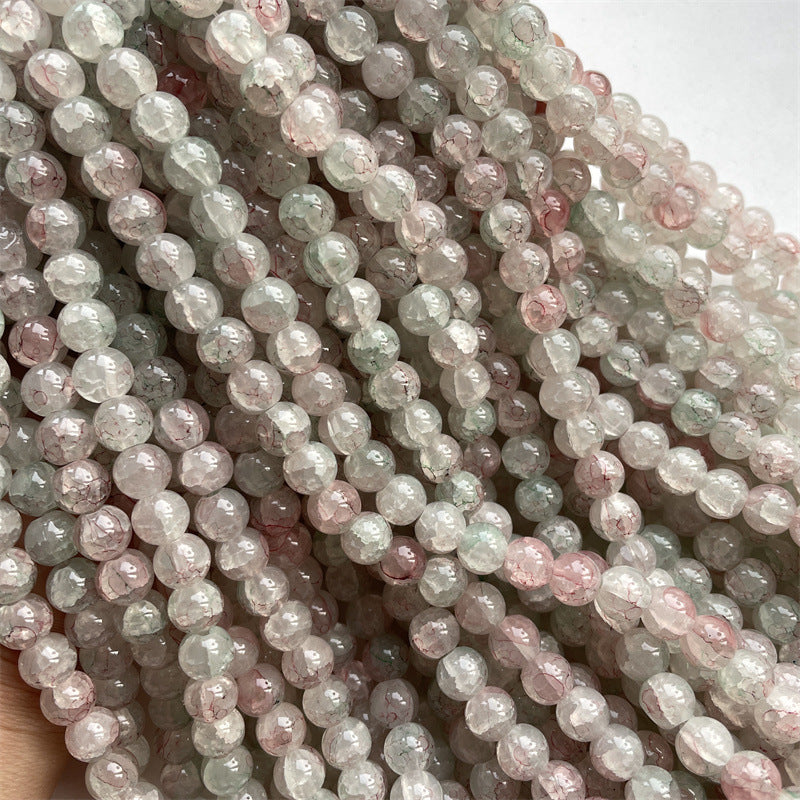 Crackle Round Glass Beads 8mm Dual Color Soft Pastel 200pcs 12