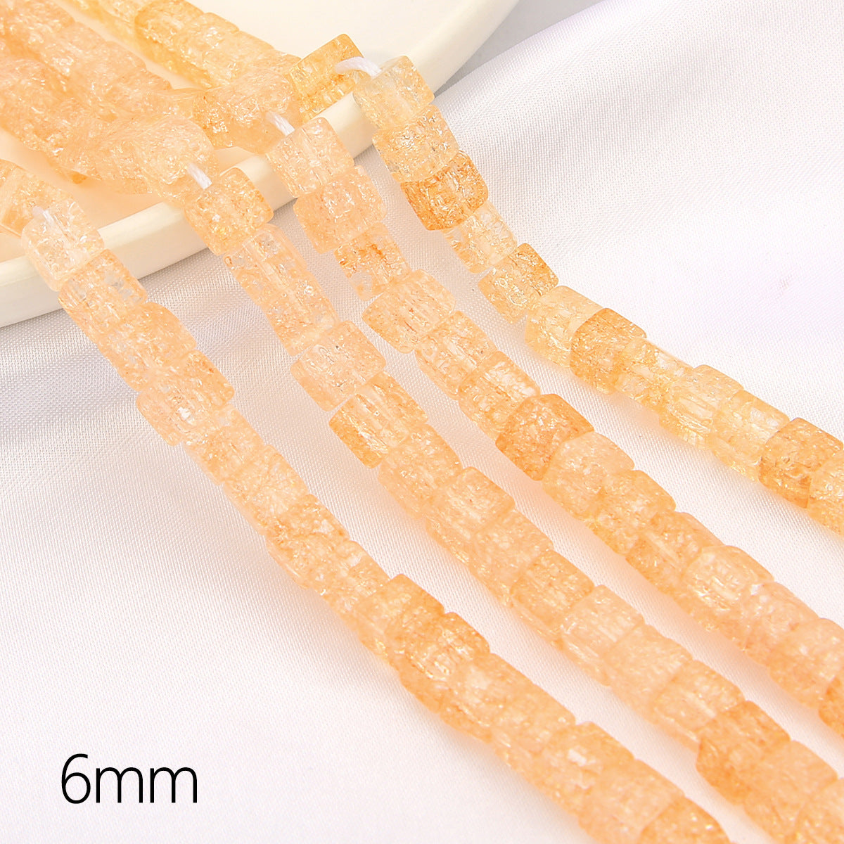 Crackle Square Glass Beads 6mm Multicolor Mixed 59pcs 10