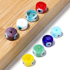 Lampwork Glass Beads Evil Eye Barrel 9mm Glossy Cylindrical 10pcs 5