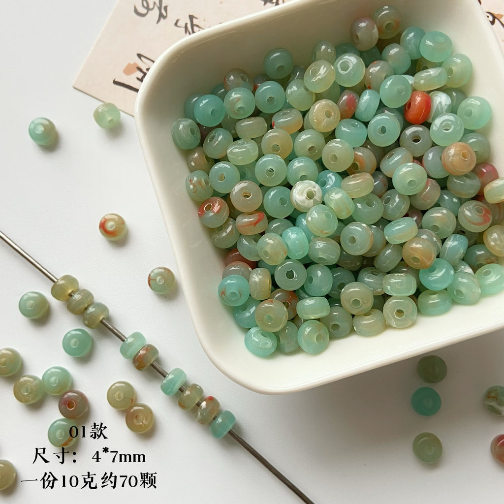 Vintage Irregular Gradient Green Acrylic Beads Organic Retro Style 3