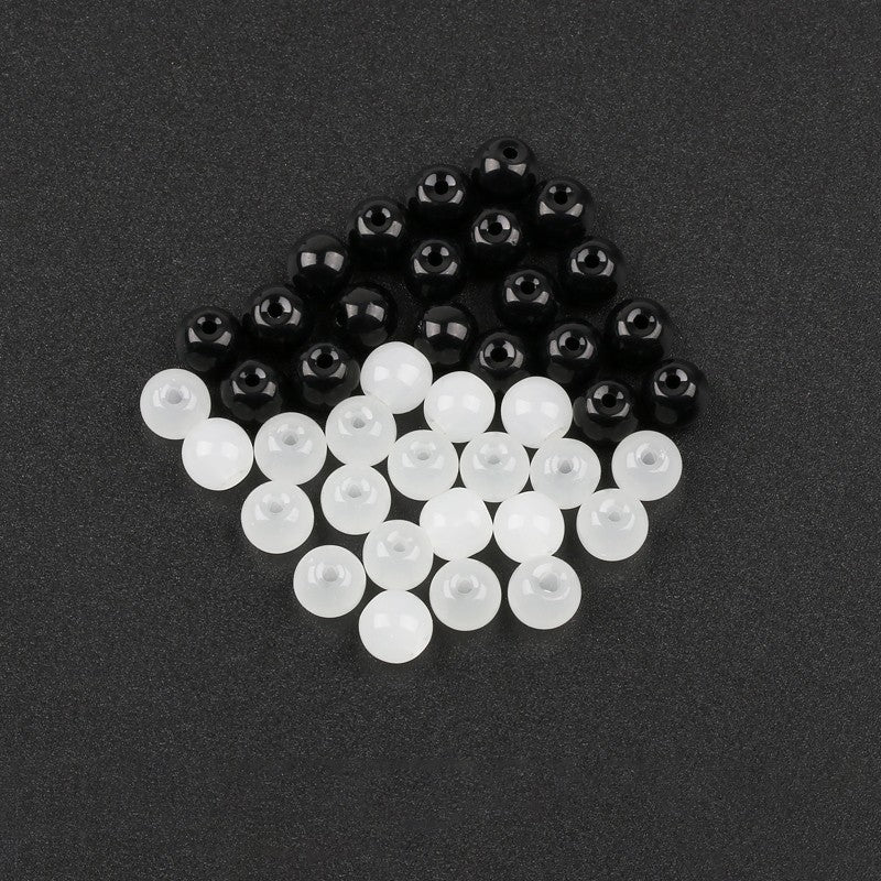Electroplated Round Glass Beads 4-10mm Imitation Jade Black White 5