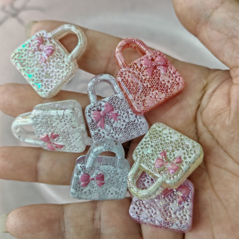 UV Plating Lace Handbag Acrylic Beads 26-32mm Soft Pastel 50pcs 4