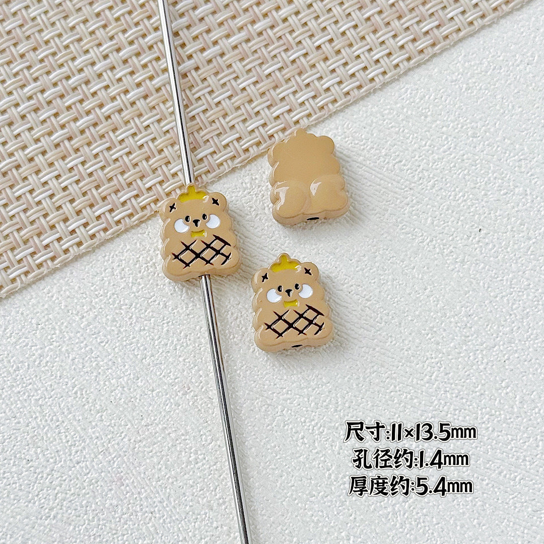 Kitten and Teddy Bear Metal Beads 14mm Hand Painted Alloy 10pcs 23