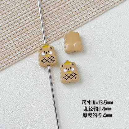 Kitten and Teddy Bear Metal Beads 14mm Hand Painted Alloy 10pcs 23