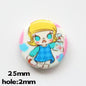 Flat Pop Art Acrylic Beads 25mm Printed Character Design 20pcs 10