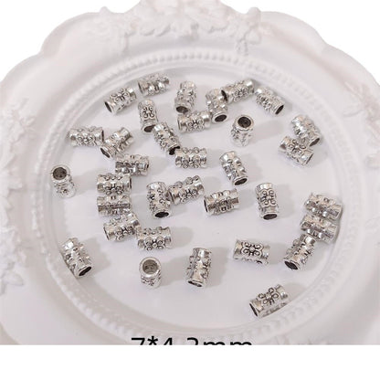 Tibetan Convex Patterned Metal Beads 7mm Alloy Tube 50pcs 3