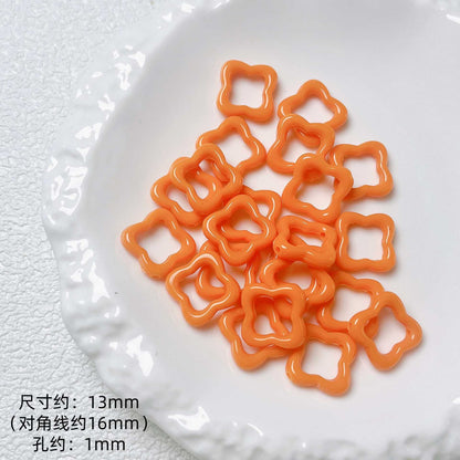 Hollow Clover Frame Acrylic Beads 13mm Colorful Mixed 100pcs 9