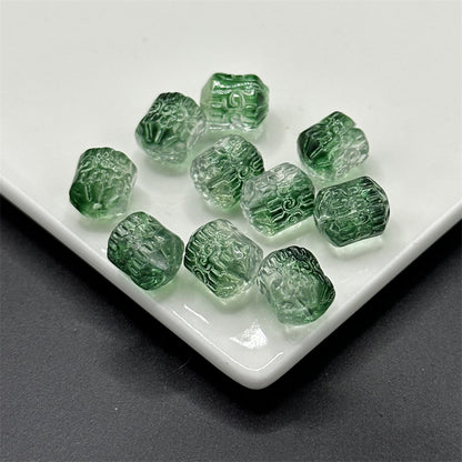 Electroplated Transparent Glass Beads 12mm Etched Rainbow Pattern 100pcs 12