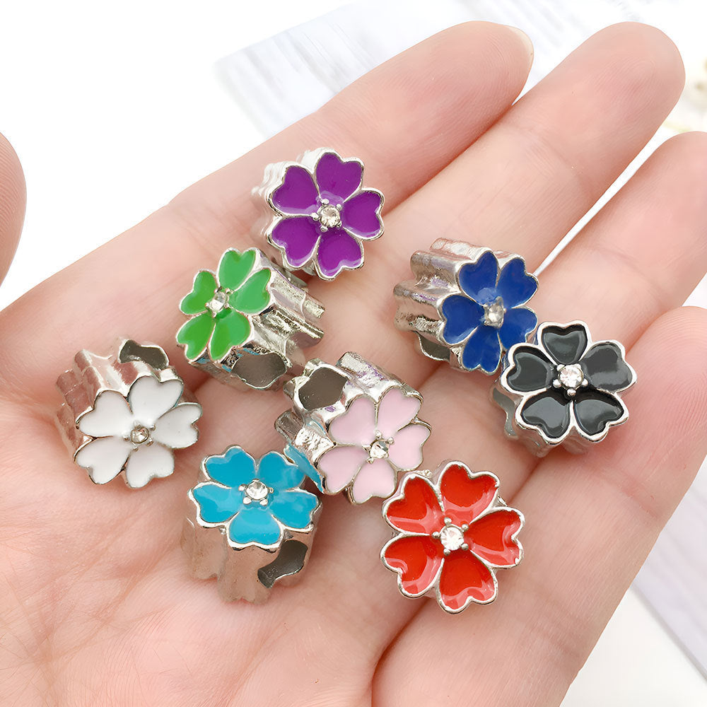 Flower Metal Beads 11mm Colorful Cherry Enamel Zinc Alloy 20pcs 3