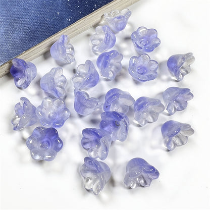 Wind Chime Flower Glass Beads 12mm Transparent Pink 50pcs 35