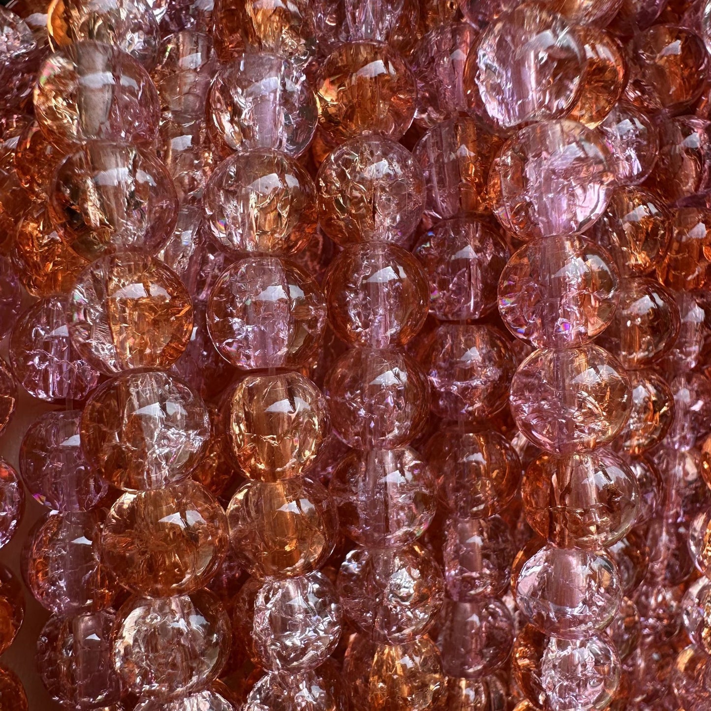 Crackle Glass Beads Round 8mm Dual Color Explosion 10 Strands 37