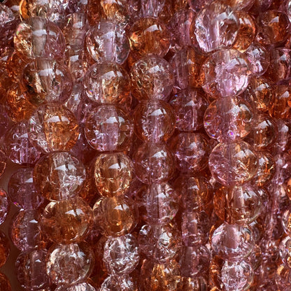 Crackle Glass Beads Round 8mm Dual Color Explosion 10 Strands 37