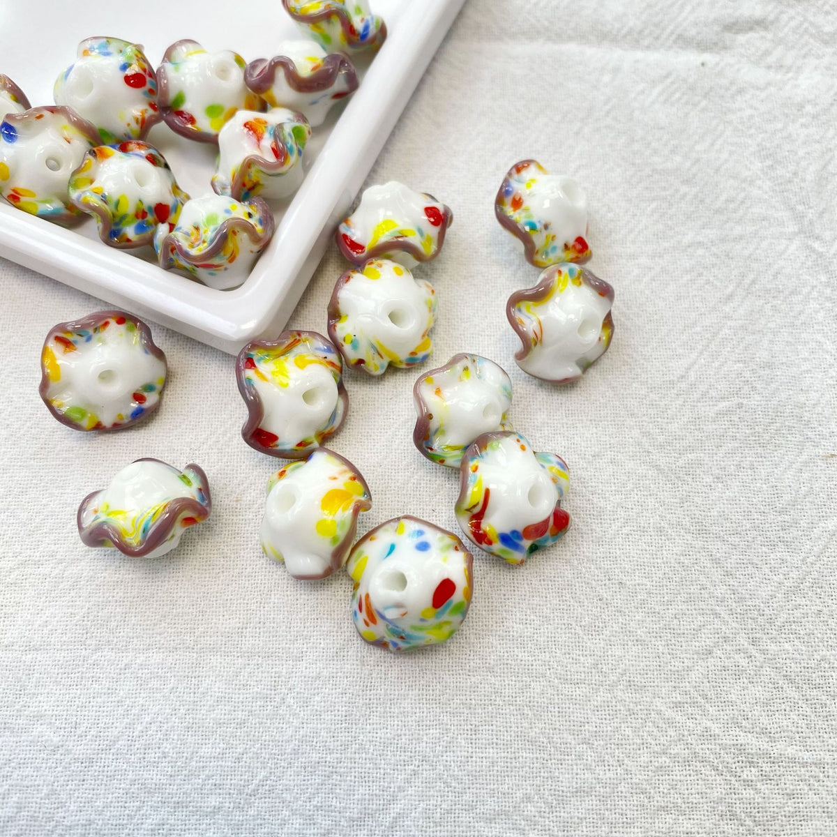 Lampwork Glass Beads Mushroom 15mm Hand Painted Colorful 10pcs 4